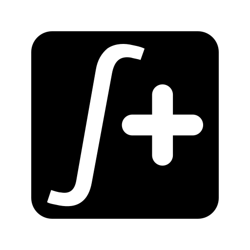 The diffraxtra logo: diffrax's, an integral sign cut out of a black rounded square, with a big plus cut out beside it.